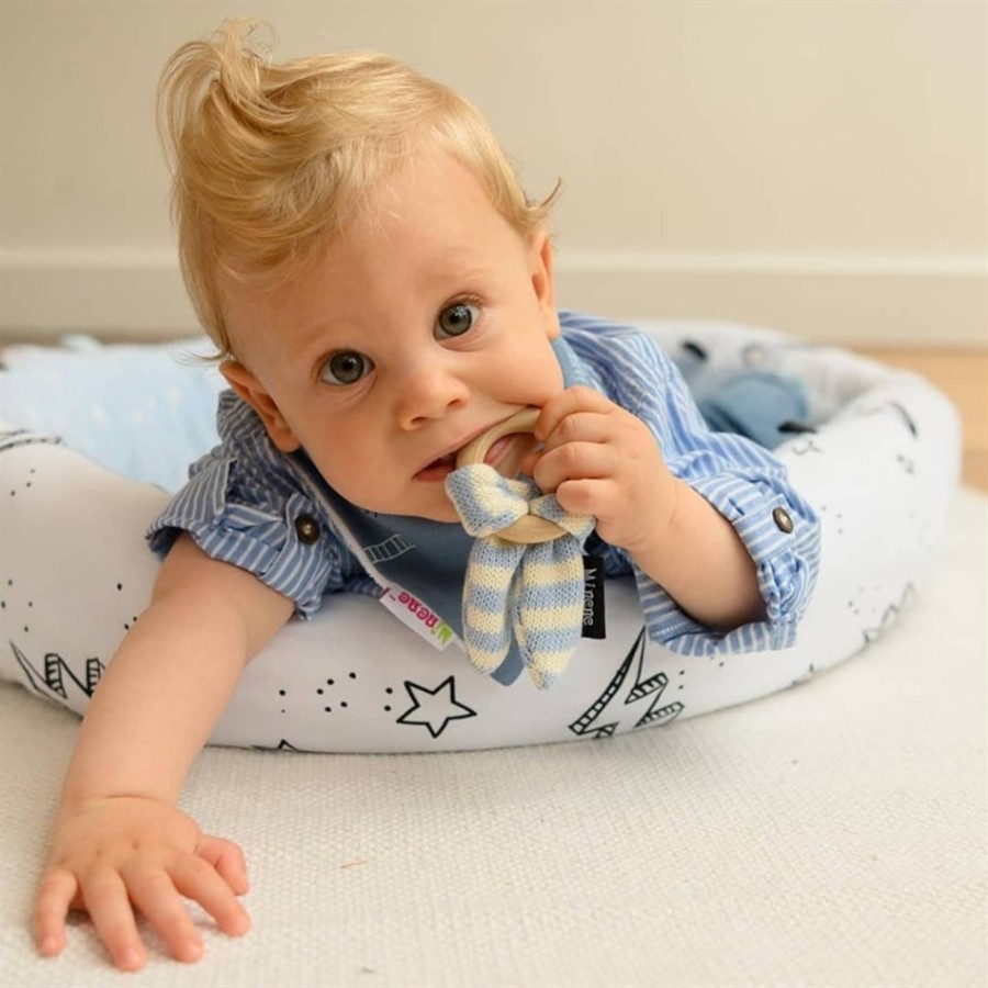 Minene Οικολογικό ξύλινο μασητικό , Wooden Teething Ring Blue