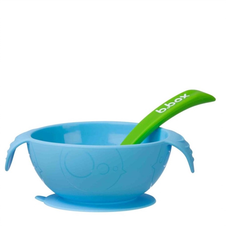 BBox Μπολ σιλικόνις με βεντούζα και κουτάλι -Silicone First Feeding Set blue
