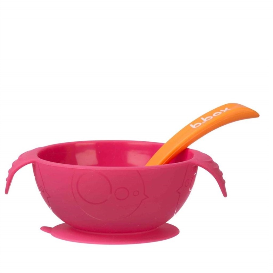 BBox Μπολ σιλικόνις με βεντούζα και κουτάλι -Silicone First Feeding Set pink
