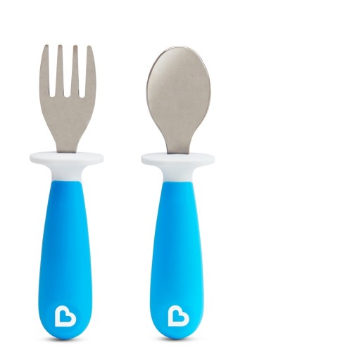 MUNCHKIN εκπαιδευτικά Κουτάλι και Πιρούνι - RAISE TODDLER FORK & SPOON 11221 Blue