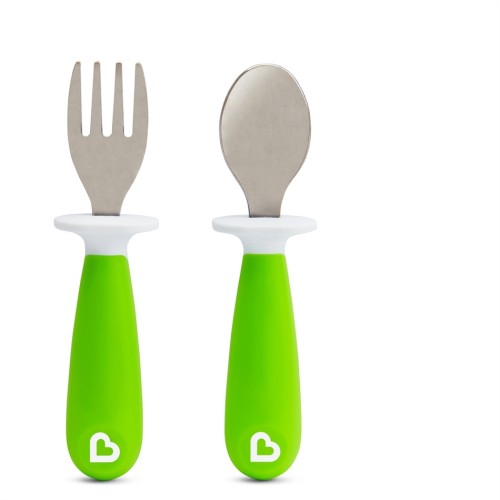 MUNCHKIN εκπαιδευτικά Κουτάλι και Πιρούνι - RAISE TODDLER FORK & SPOON 11221 Green