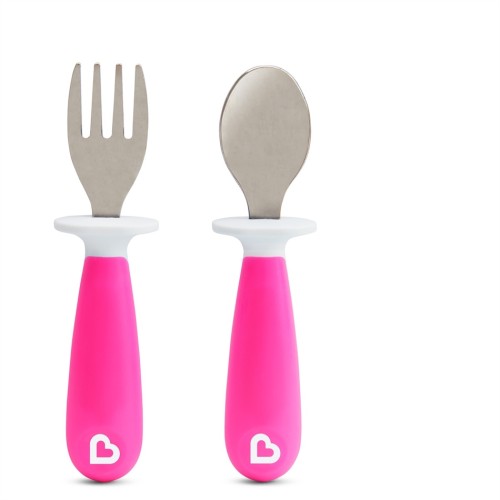 MUNCHKIN εκπαιδευτικά Κουτάλι και Πιρούνι - RAISE TODDLER FORK & SPOON 11221 Pink