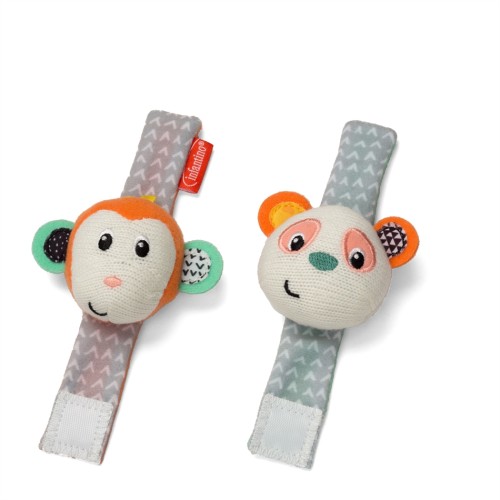 Infantino κουδουνίστρες βραχιολάκια WRIST RATTLES – MONKEY-PANDA ( 2 τεμαχια ) 930-206892-00