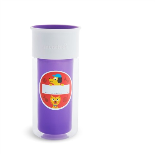 MUNCHKIN Κύπελλo MIRACLE INSULATED STICKER CUP 266ml PURPLE 18+ μηνών