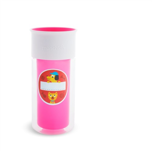 MUNCHKIN Κύπελλo MIRACLE INSULATED STICKER CUP 266ml PINK 18+ μηνών