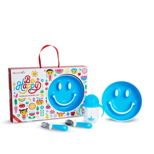 Munchkin παιδικό σετ φαγητού 4 τμχBE HAPPY TODDLER DINING SET BLUE 051873