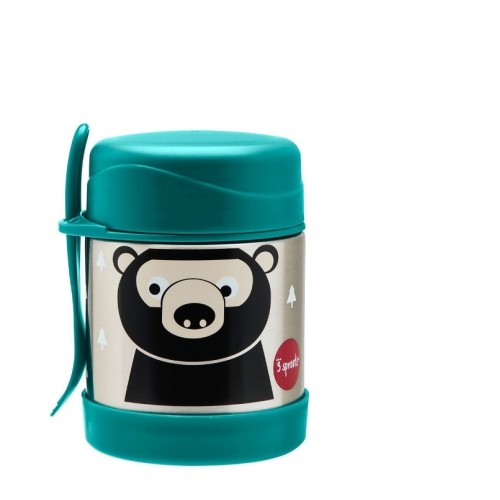 3 Sprouts ανοξείδωτος θερμός  φαγητού Food Jar & Spork Bear 350ml (0907-IFJBEA)