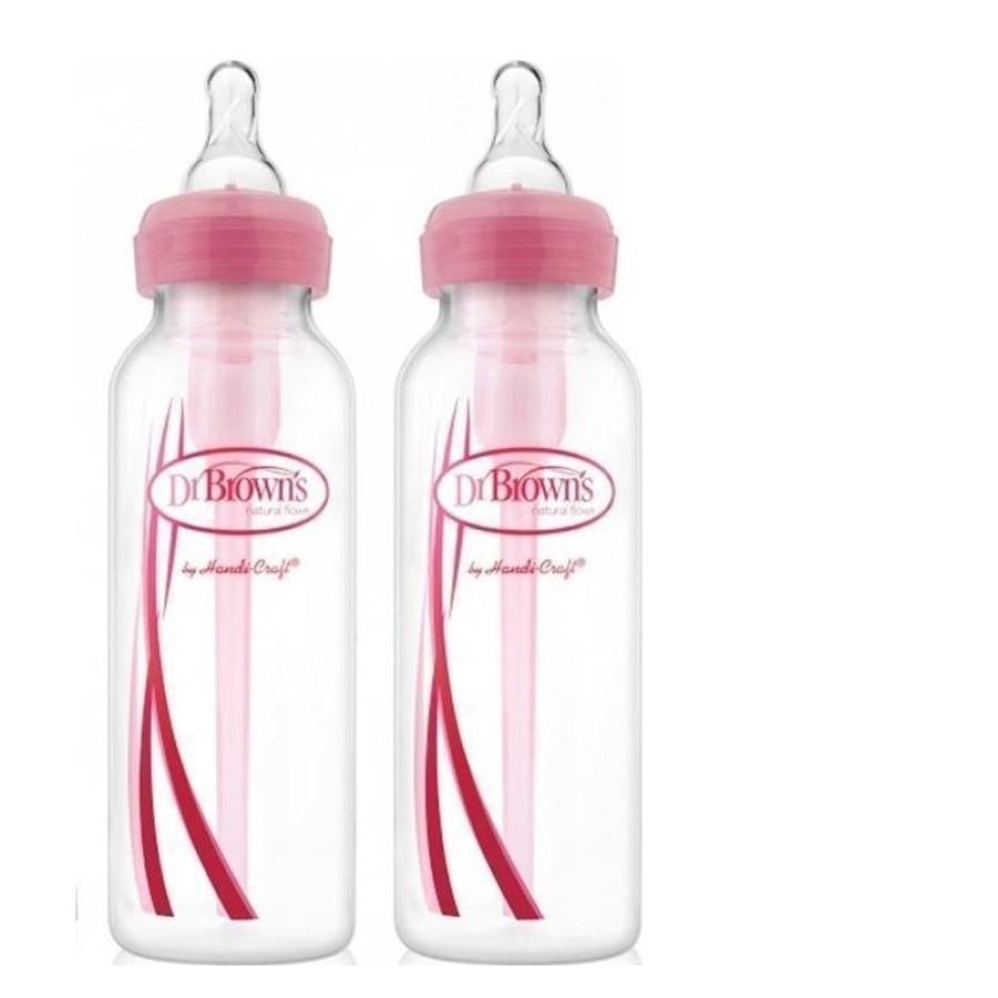 Dr Browns Μπιμπερό Πλαστικό Options+ Με Στενό Λαιμό Ροζ 250ml (Σετ 2 τμχ) - SB 82305