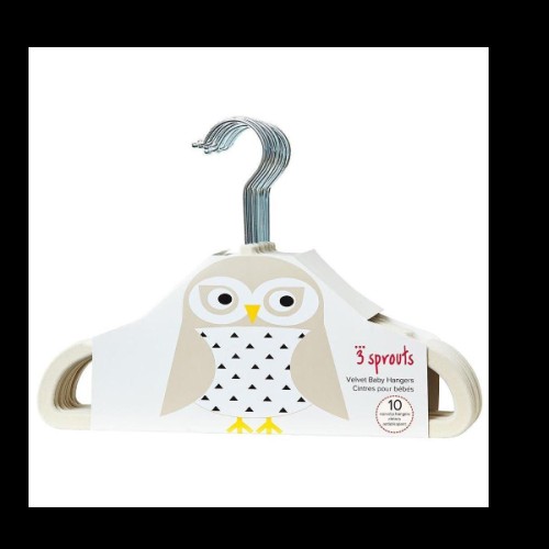 3 sprouts σετ  10 τμχ  παιδικές κρεμάστρες ivory velvet Hangers Owl - IHNOWL