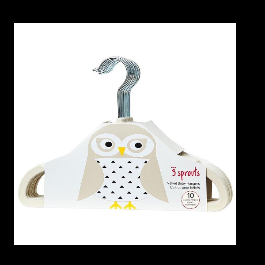 3 sprouts σετ  10 τμχ  παιδικές κρεμάστρες ivory velvet Hangers Owl - IHNOWL