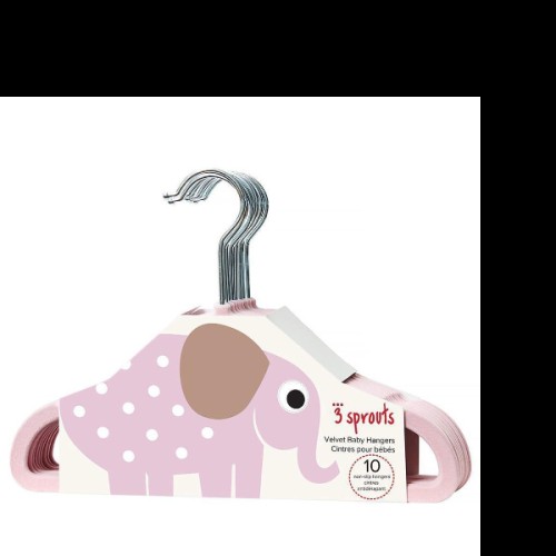 3 sprouts σετ  10 τμχ  παιδικές κρεμάστρες pink velvet Hangers Elephant - IHNELE