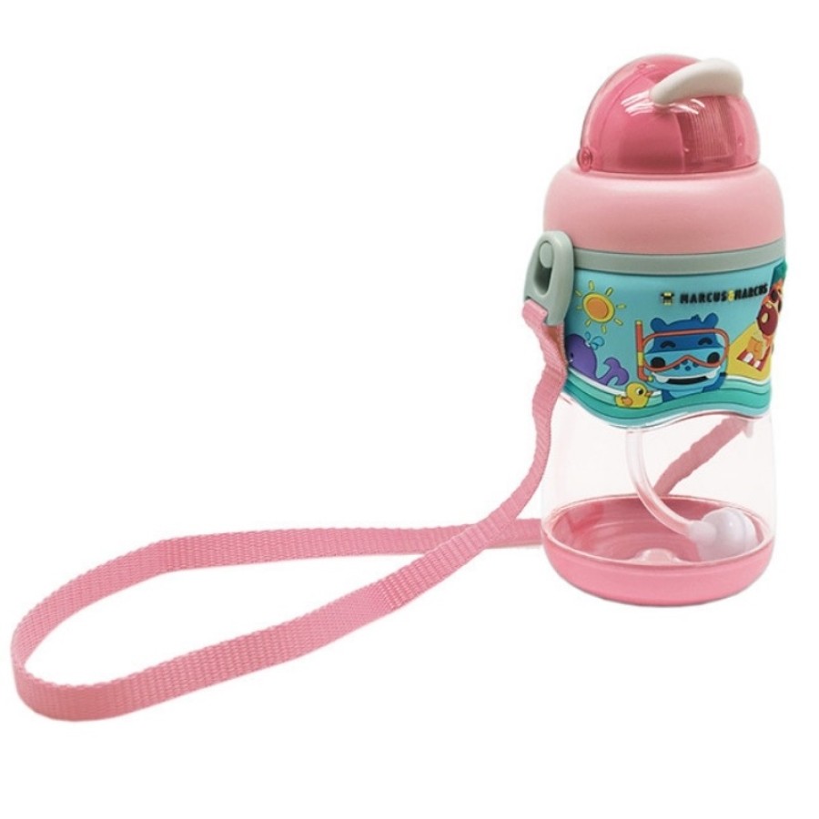 Marcus & Marcus Μπουκάλι 2 Stage Sippy Cup Καλαμάκι Σιλικόνης Βαρίδι Tritan  ροζ MNMBB30-PK