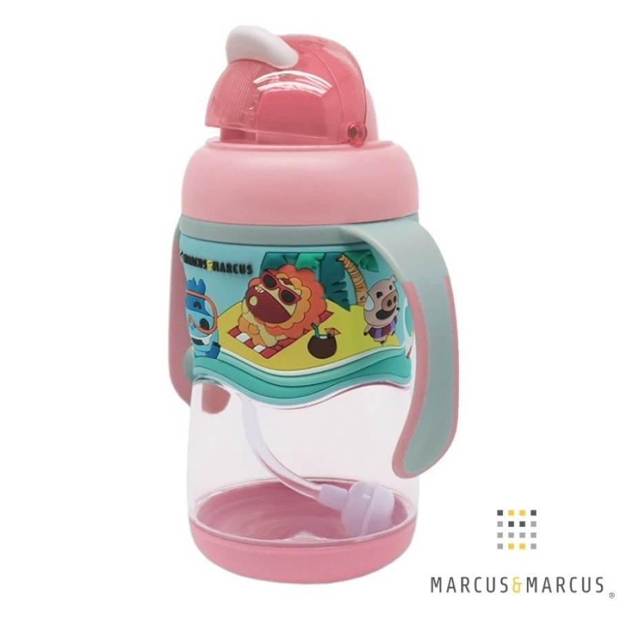 Marcus & Marcus Μπουκάλι 2 Stage Sippy Cup Καλαμάκι Σιλικόνης Βαρίδι Tritan  ροζ MNMBB30-PK