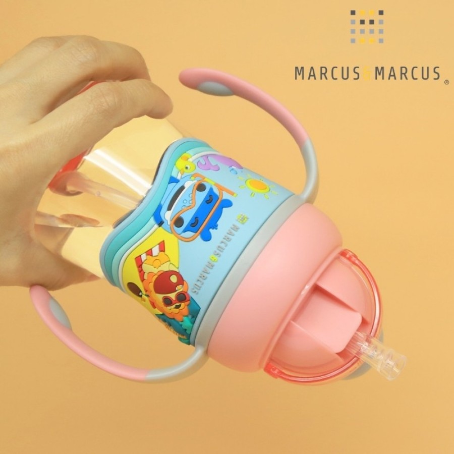 Marcus & Marcus Μπουκάλι 2 Stage Sippy Cup Καλαμάκι Σιλικόνης Βαρίδι Tritan  ροζ MNMBB30-PK