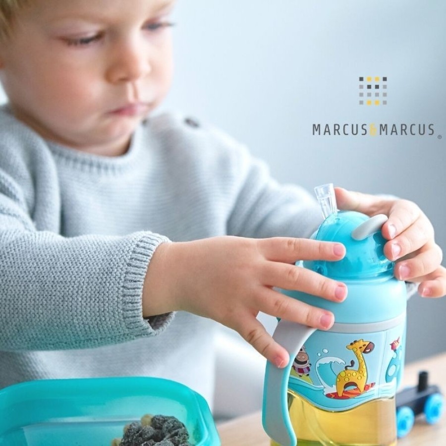 Marcus & Marcus Μπουκάλι 2 Stage Sippy Cup Καλαμάκι Σιλικόνης Βαρίδι Tritan  ΜΙΝΤ MNMBB30-BL