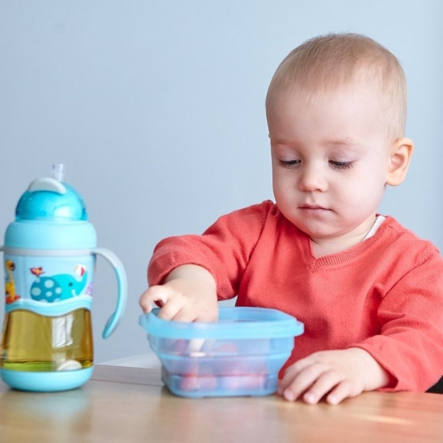 Marcus & Marcus Μπουκάλι 2 Stage Sippy Cup Καλαμάκι Σιλικόνης Βαρίδι Tritan  ΜΙΝΤ MNMBB30-BL