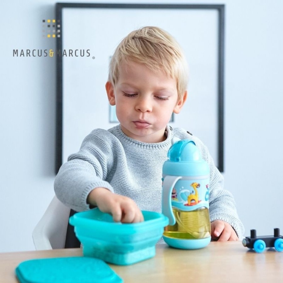 Marcus & Marcus Μπουκάλι 2 Stage Sippy Cup Καλαμάκι Σιλικόνης Βαρίδι Tritan  ΜΙΝΤ MNMBB30-BL