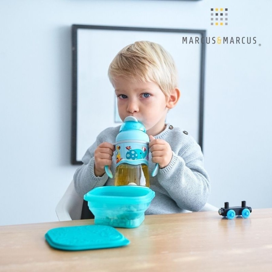 Marcus & Marcus Μπουκάλι 2 Stage Sippy Cup Καλαμάκι Σιλικόνης Βαρίδι Tritan  ΜΙΝΤ MNMBB30-BL