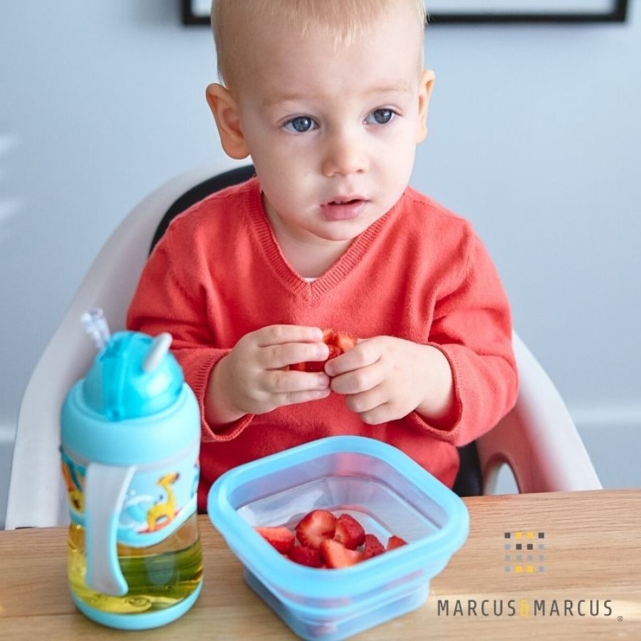 Marcus & Marcus Μπουκάλι 2 Stage Sippy Cup Καλαμάκι Σιλικόνης Βαρίδι Tritan  ΜΙΝΤ MNMBB30-BL