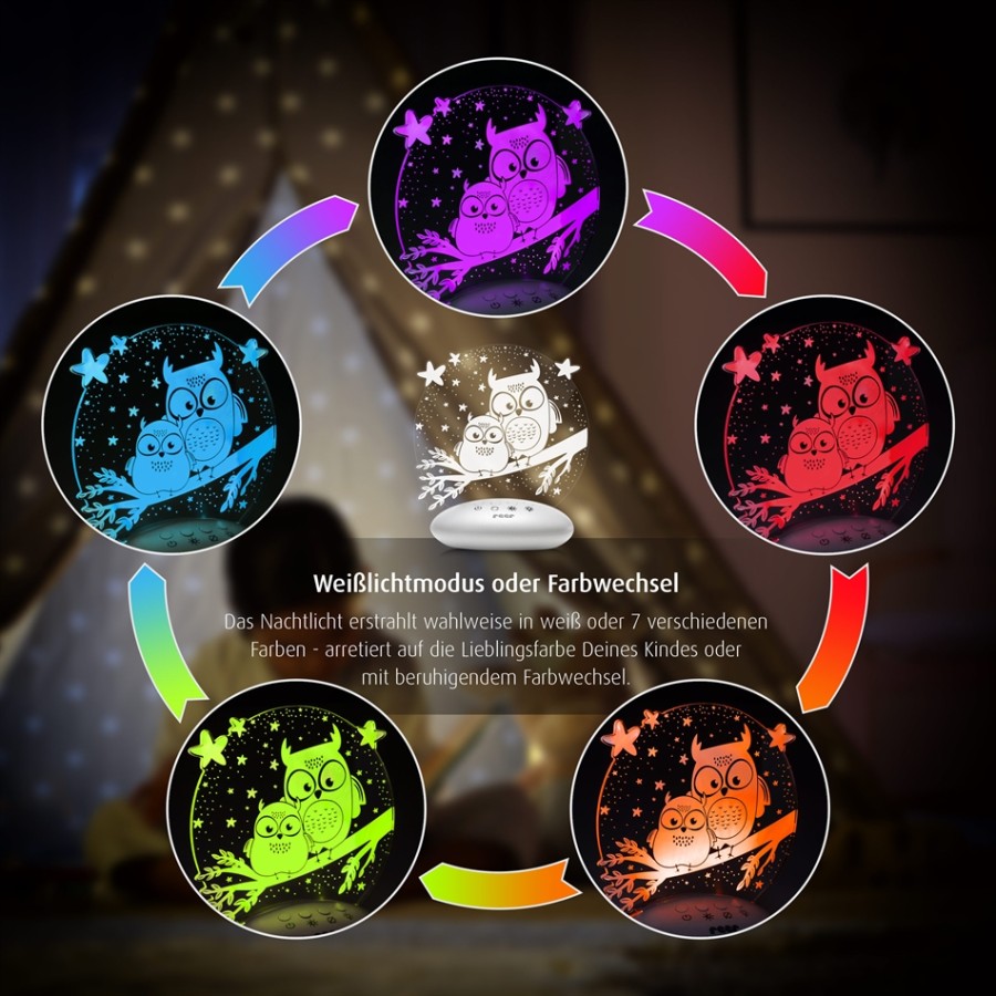 Reer ColourLumy φωτιστικό νυκτός owl 52131