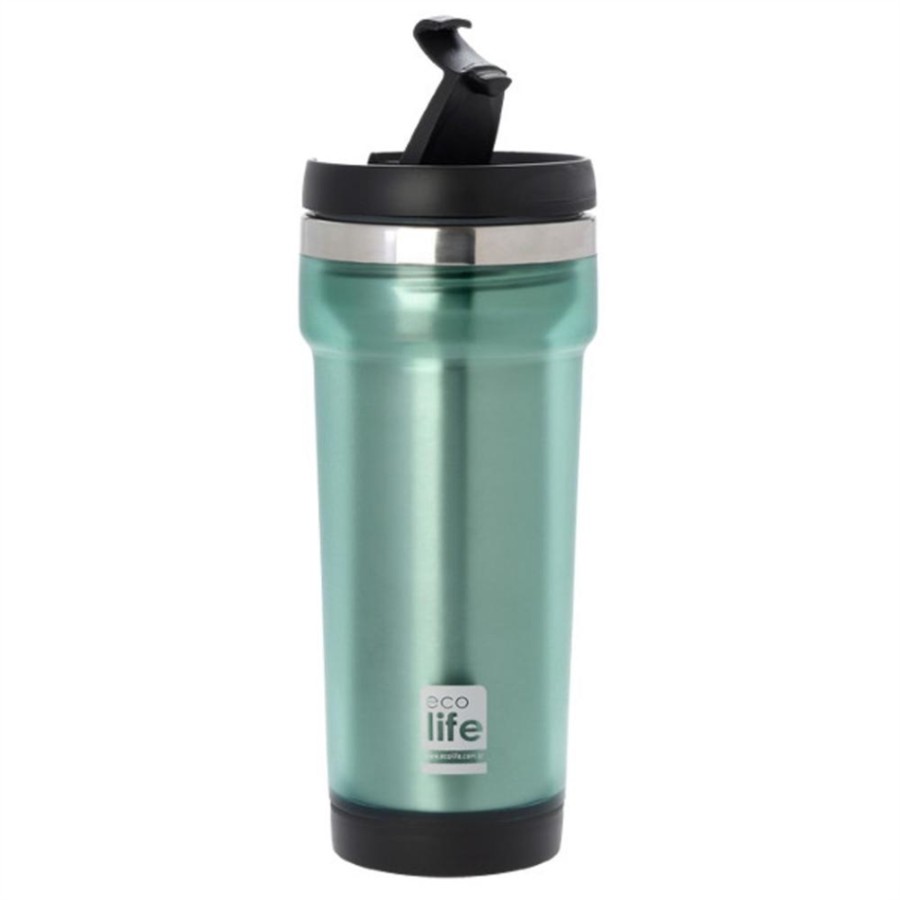 ECOLIFE Ανοξείδωτος θερμός για ροφήματα  και Coffee thermos Green  420ml (plastic outside)  33-BO-4007