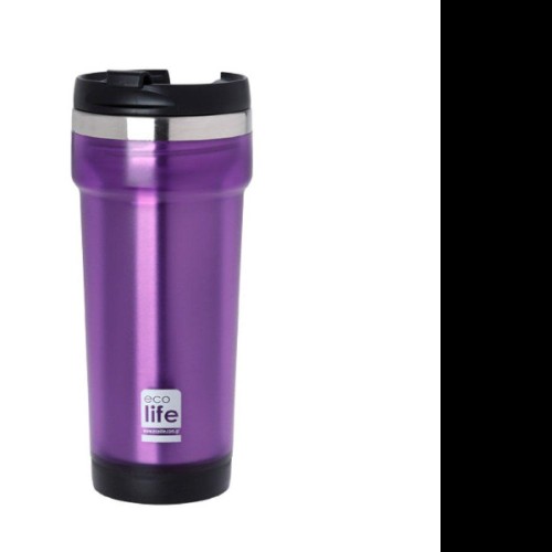 ECOLIFE Ανοξείδωτος θερμός για ροφήματα  και Coffee thermos Purple  420ml (plastic outside)  33-BO-4011