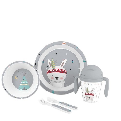 INTERBABY ΠΑΙΔΙΚΟ ΣΕΤ ΣΕΡΒΙΤΣΙΟ ΦΑΓΗΤΟΥ 5 τεμ   INDIO GRAY SET16