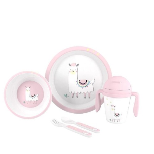 INTERBABY ΠΑΙΔΙΚΟ ΣΕΤ ΣΕΡΒΙΤΣΙΟ ΦΑΓΗΤΟΥ 5 τεμ  LAMA PINK SET18