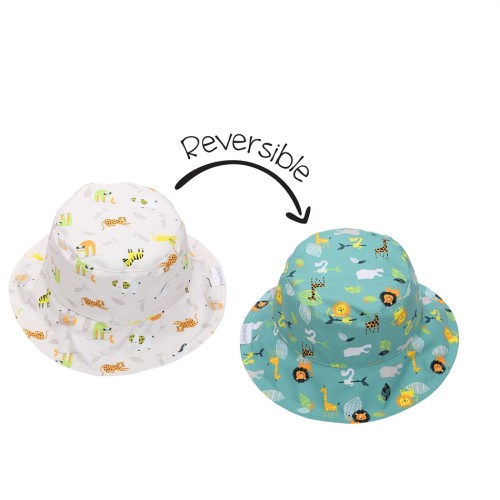 FlapJackKids Καπέλο Διπλής Όψης UPF 50+ – Grey Zoo  FJKPH541