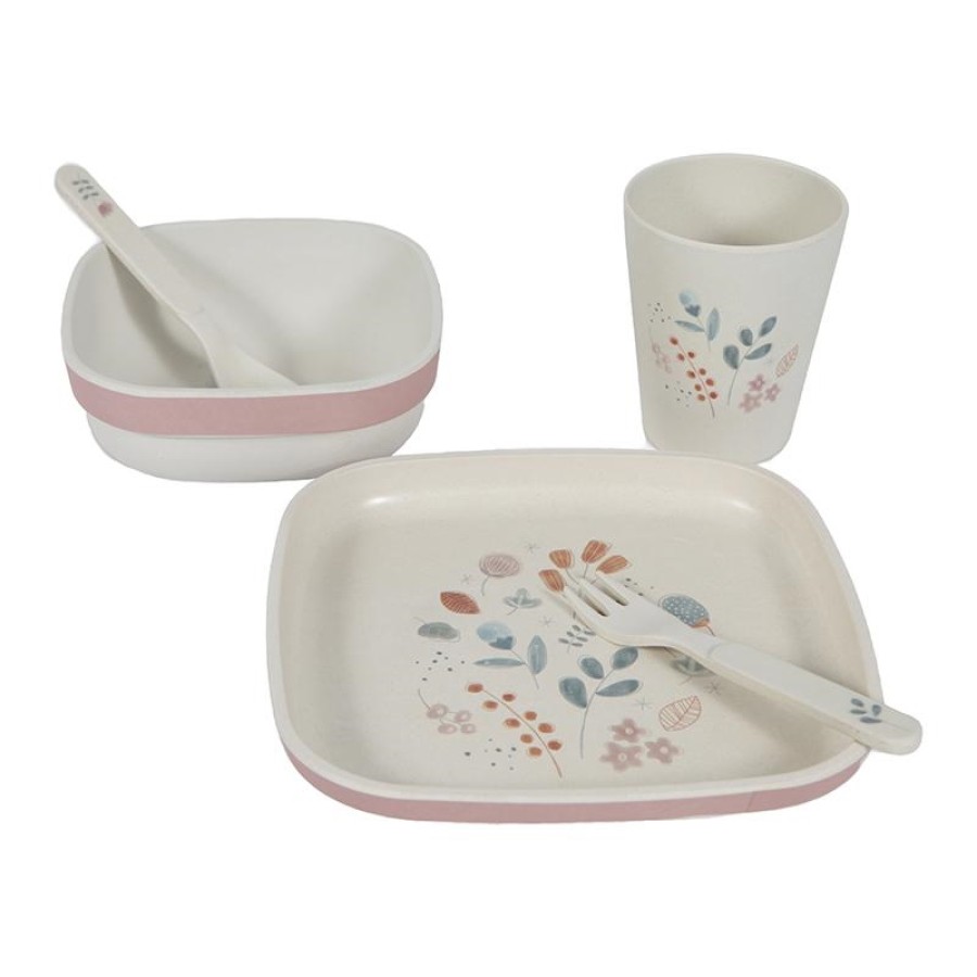LITTLE DUTCH Σετ φαγητού απο Bamboo Spring Flowers (ροζ) LD4470
