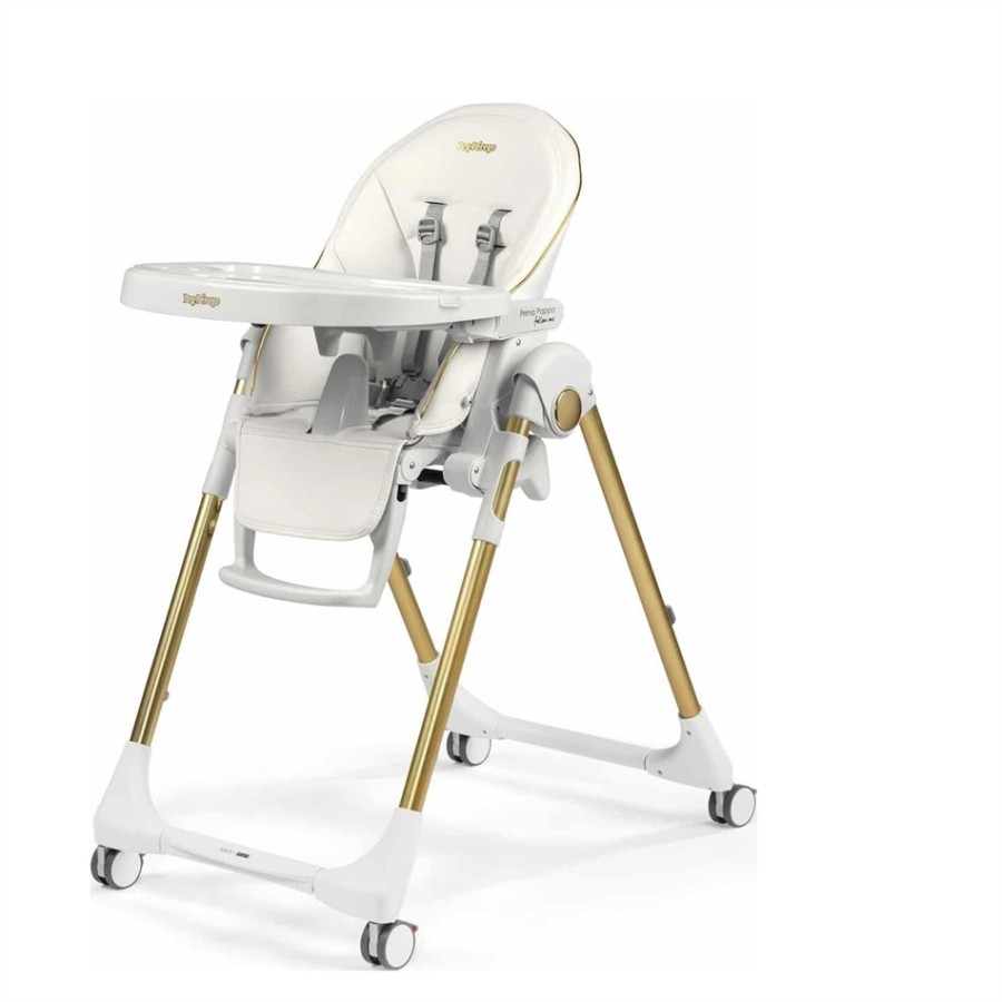 Peg Perego καρέκλα φαγητού Prima Pappa Follow Me  GOLD  με ΔΩΡΟ μπάρα παιχνιδιών(4132-100)