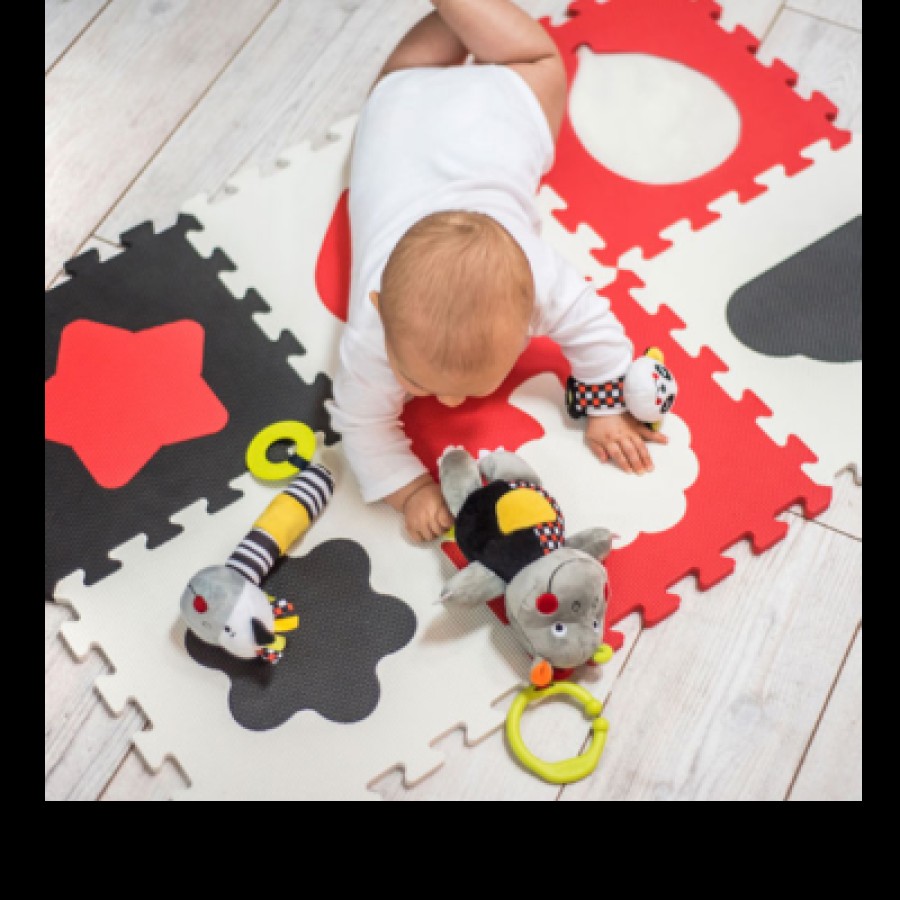 Babyono: Αφρώδες παζλ δαπέδου 10τεμ - Σχήματα - Κόκκινο  BN395/01