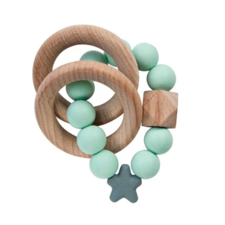 Μασητικό-Κρίκος Οδοντοφυίας Nibbling Stellar Nat. Wood Mint BR74231