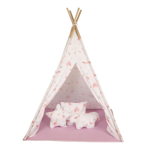 BABY ADVENTURE Παιδική Σκηνή Teepee Flamingo   BR75043 - ΔΏΡΟ 3 ΔΙΑΚΟΣΜΗΤΙΚΆ ΜΑΞΙΛΆΡΙΑ