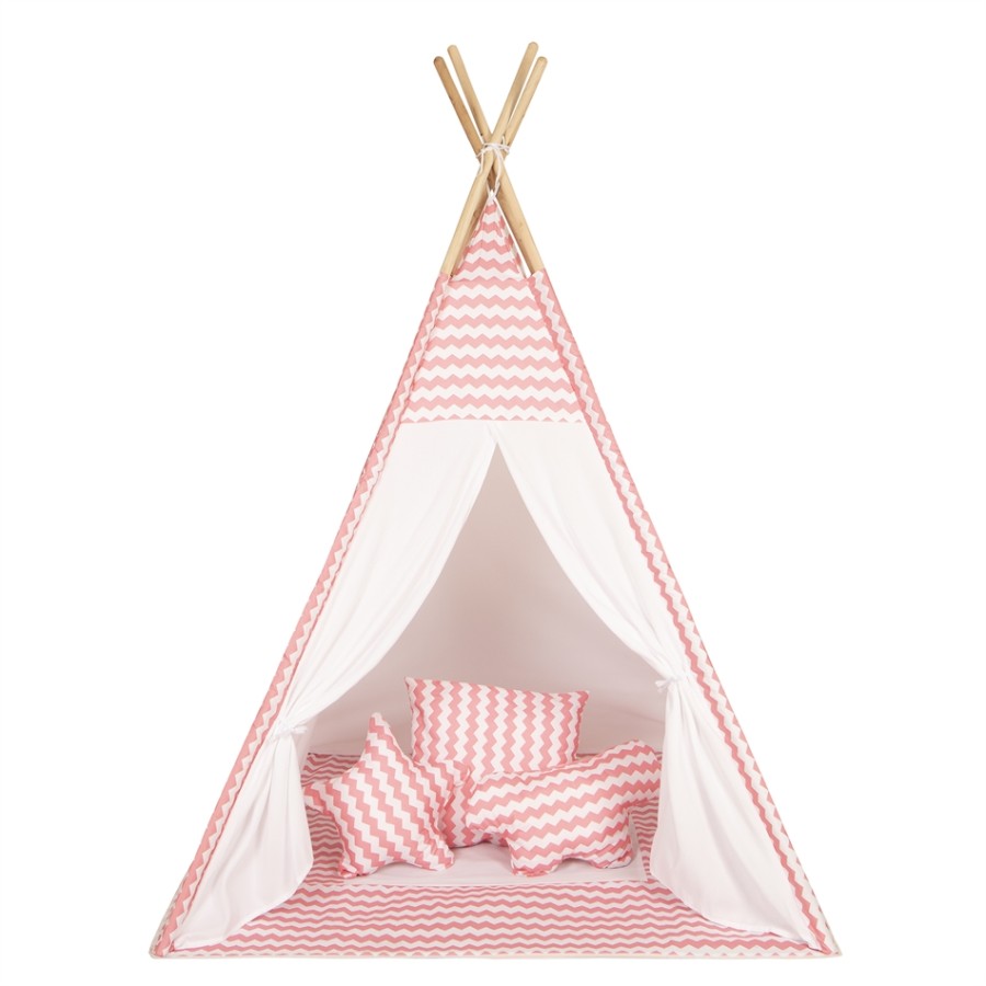 BABY ADVENTURE Παιδική Σκηνή Teepee Pink Wave BR75045 - ΔΏΡΟ 3 ΔΙΑΚΟΣΜΗΤΙΚΆ ΜΑΞΙΛΆΡΙΑ