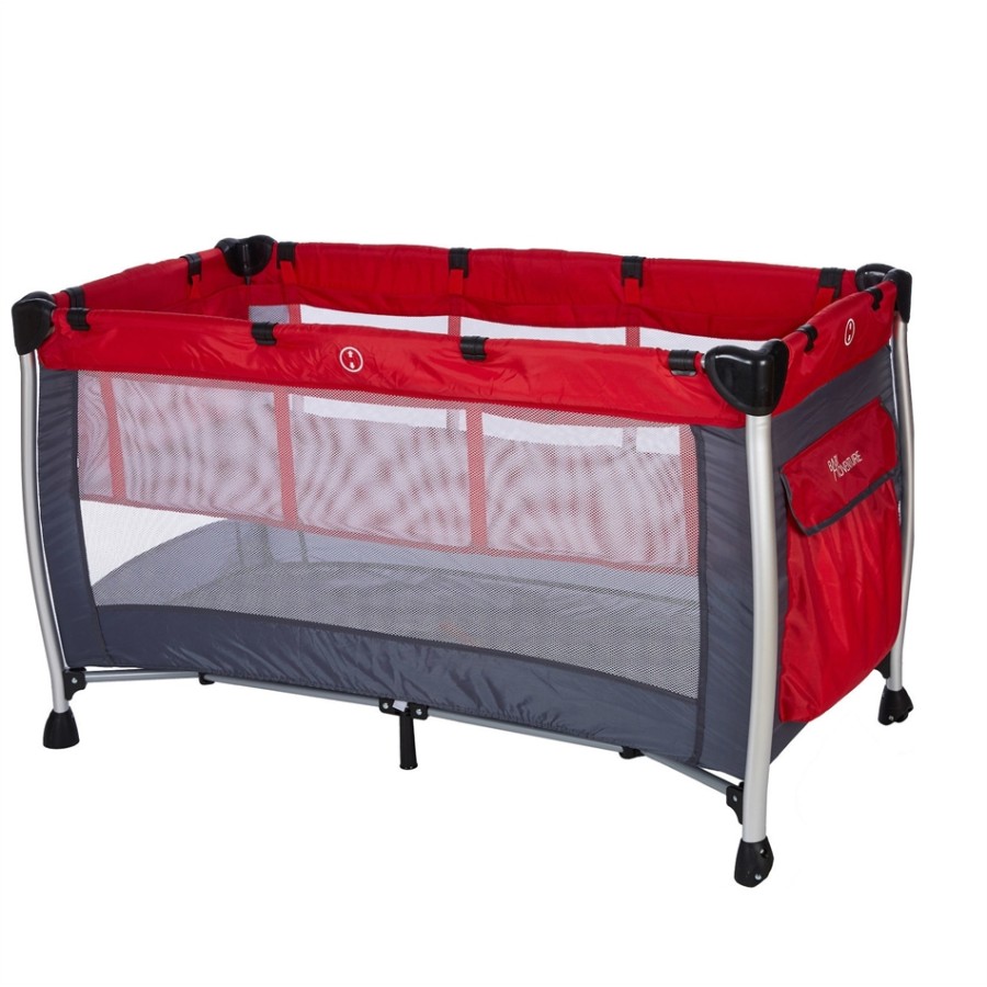 Baby Adventure Παρκοκρέβατο 2 Θέσεων HOLIDAY  Aluminium Red Grey 60X120cm BR72244
