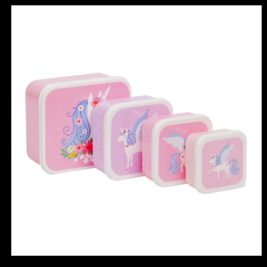 A little lovely company Σετ 4 δοχεία Φαγητού Lunch & Snack Box Unicorn SBSEUN22