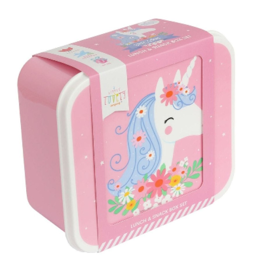 A little lovely company Σετ 4 δοχεία Φαγητού Lunch & Snack Box Unicorn SBSEUN22
