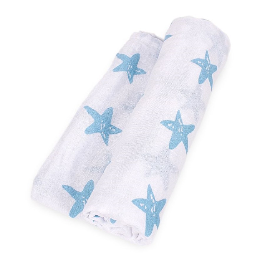Interbaby πάνα κουνιας  από βαμβάκι και μπαμπού 120 x 120 cm. blue 99890A
