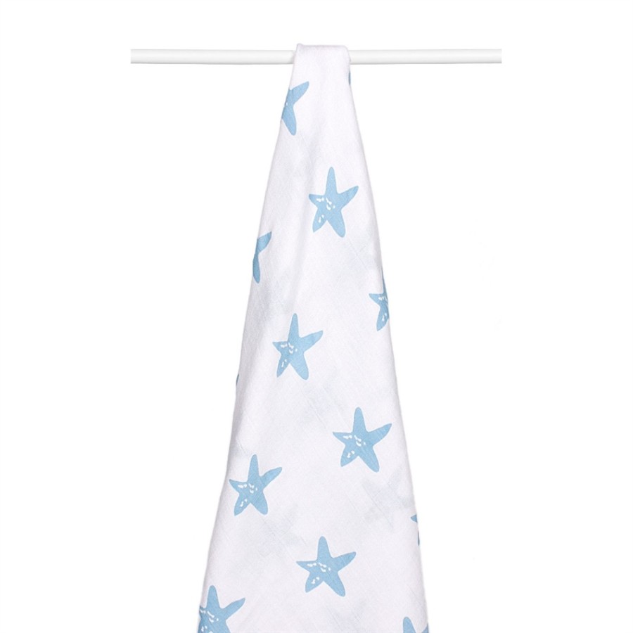 Interbaby πάνα κουνιας  από βαμβάκι και μπαμπού 120 x 120 cm. blue 99890A