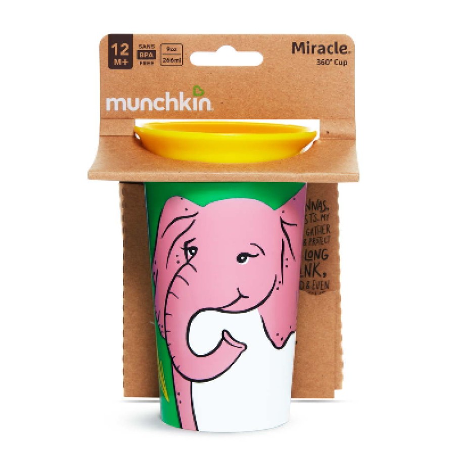 Munchkin Κύπελο 266ml 100% Ανακυκλωμένο με Περιμετρικό Άκρο Miracle 360° WildLove Elephant Ελέφαντας 51932
