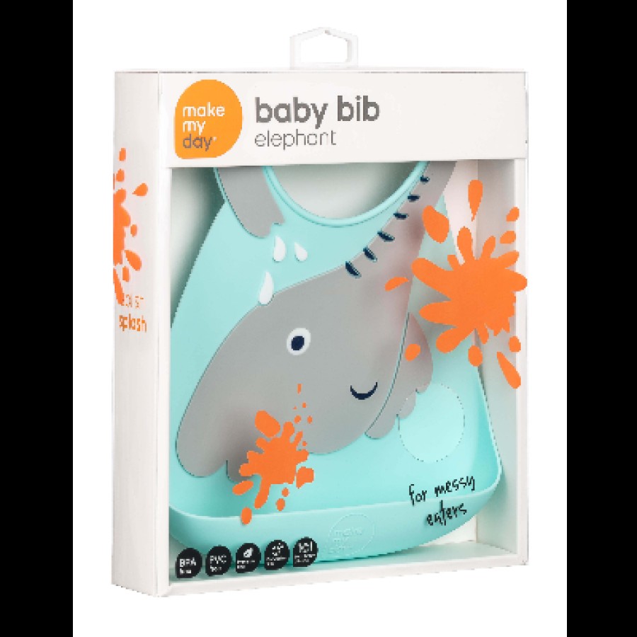 Make my Day Σαλιάρα από BPA free Σιλικόνη 6+ Μηνών BABY BIB Elephant Ελέφαντας 70136