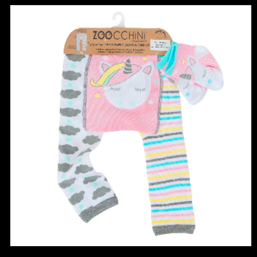 Zoocchini Σετ Ρούχων για Μπουσούλημα Grip+Easy Crawler Pants-Socks Set Allie the Alicorn ZOO12504