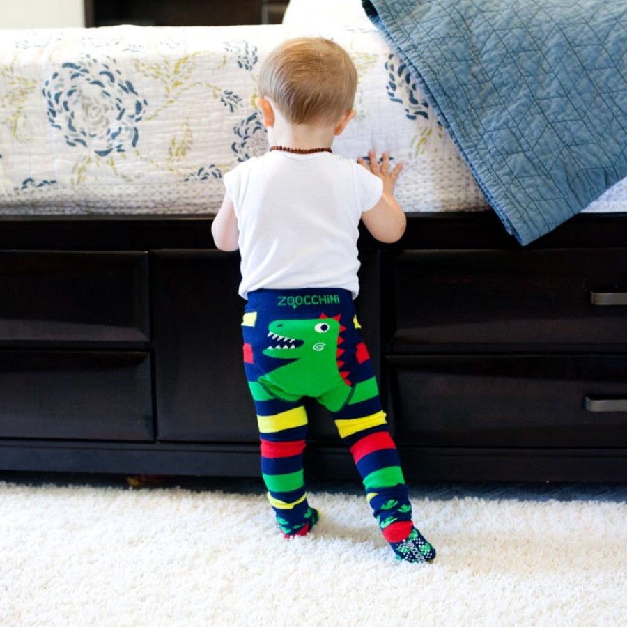Zoocchini Σετ Ρούχων για Μπουσούλημα Grip+Easy Crawler Pants-Socks Set Devin the Dinosaur ZOO12509