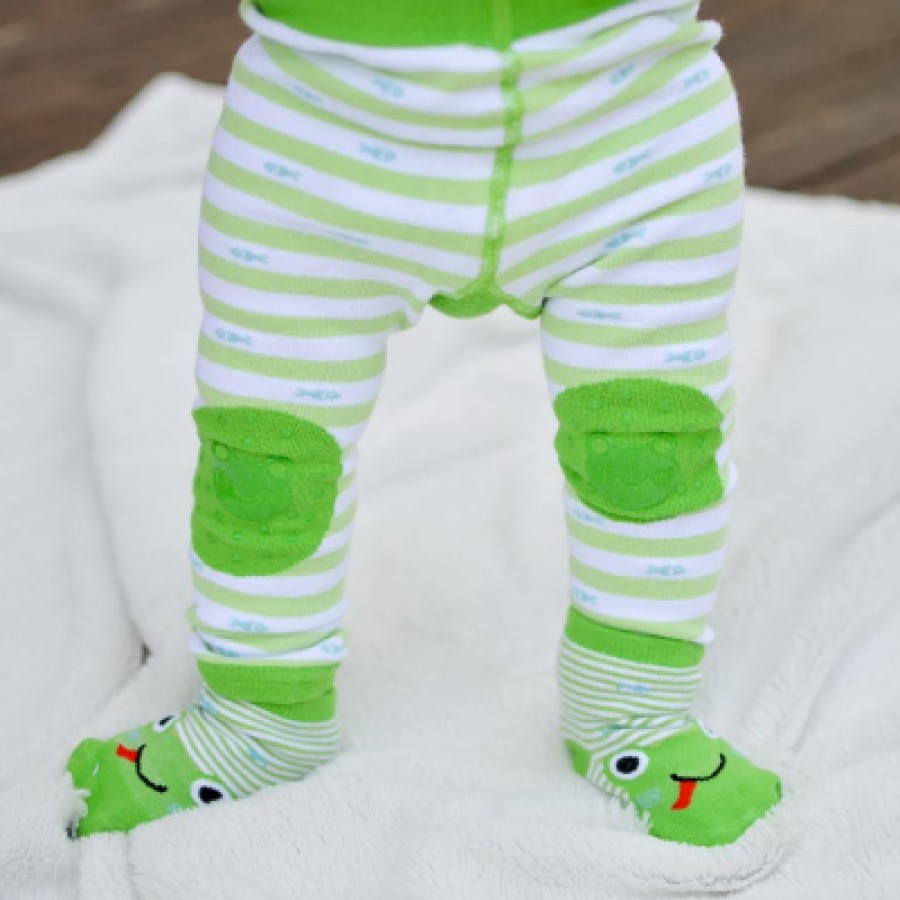 Zoocchini Σετ Ρούχων για Μπουσούλημα Grip+Easy Crawler Pants-Socks Set Flippy the Frog ZOO12502