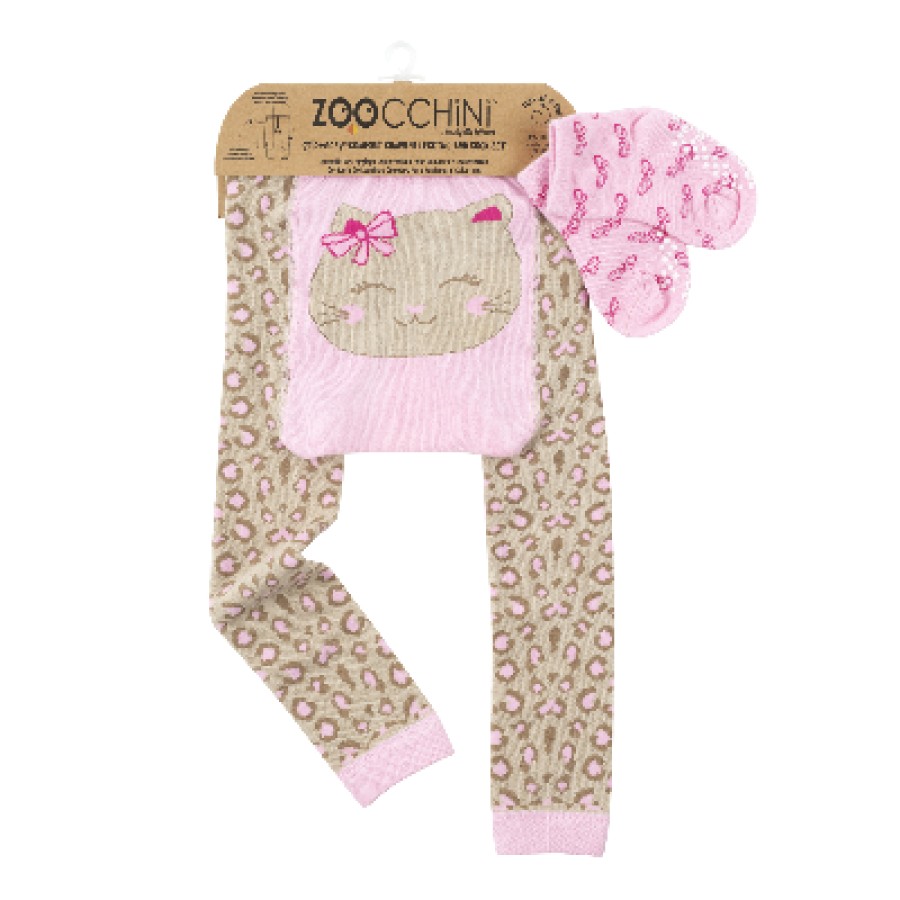 Zoocchini Σετ Ρούχων για Μπουσούλημα Grip+Easy Crawler Pants-Socks Set Kallie the Kitten ZOO12513