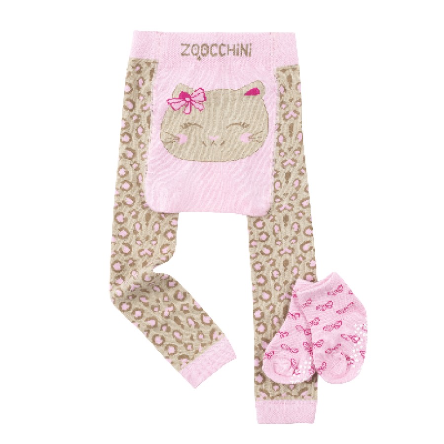 Zoocchini Σετ Ρούχων για Μπουσούλημα Grip+Easy Crawler Pants-Socks Set Kallie the Kitten ZOO12513