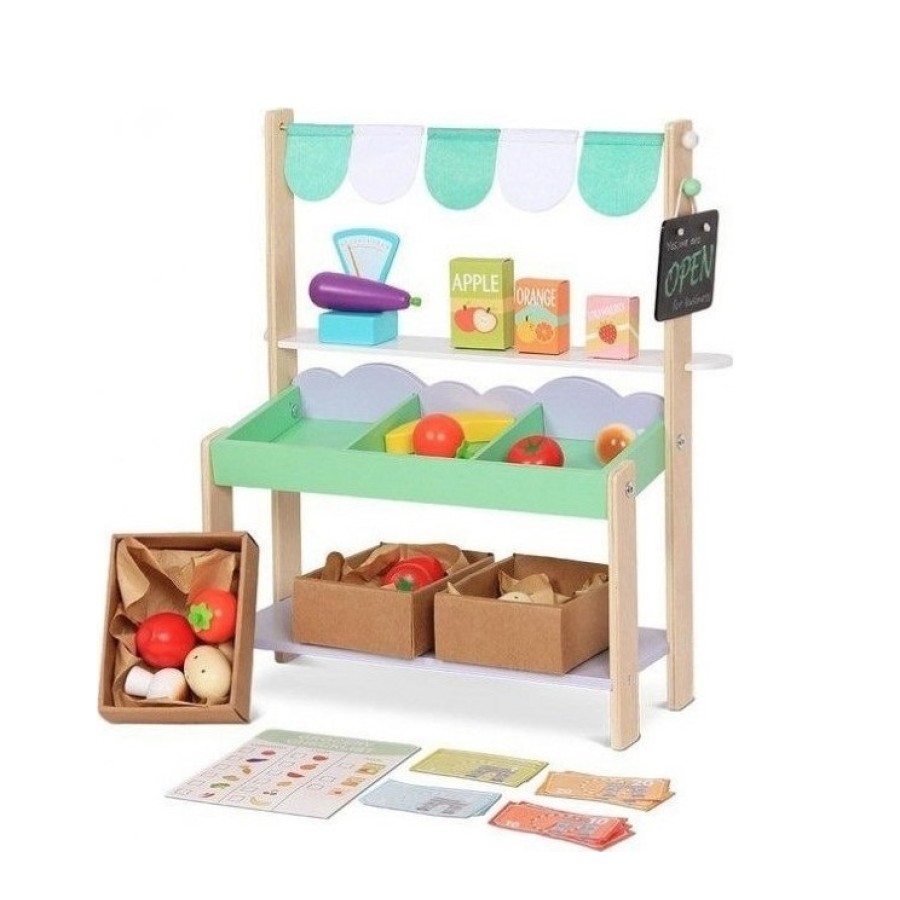 Gerardo's Toys Ξύλινος Παιδικός Πάγκος Αγοράς με 37 Αξεσουάρ GT61160