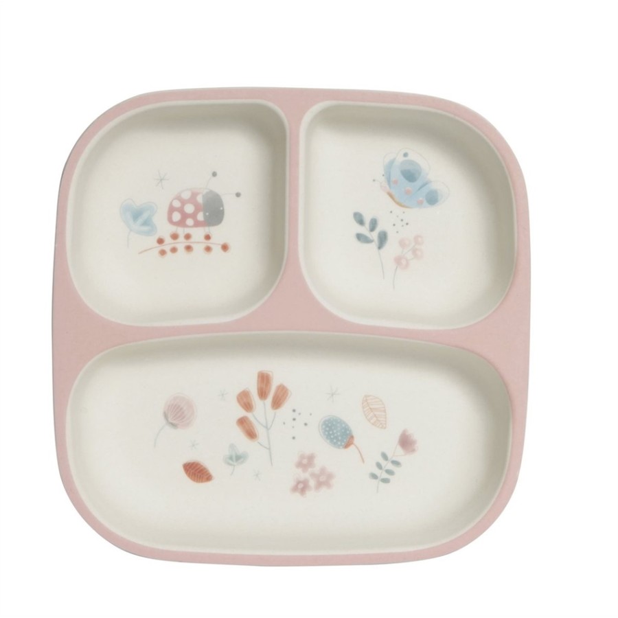 LITTLE DUTCH Δίσκος φαγητού με χωρίσματα Spring Flowers (ροζ) LD4495