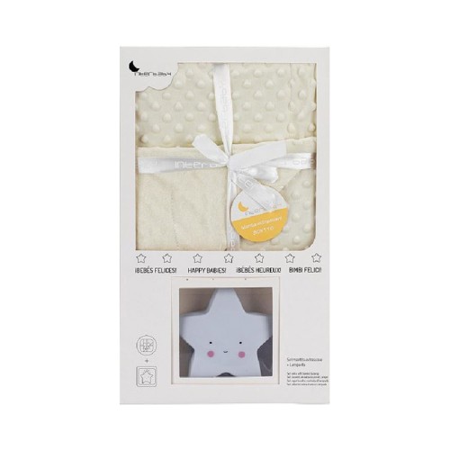 Interbaby Set Κουβερτάκι Αγκαλιάς 80x110εκ. & Λαμπάκι Νυκτός Αστέρι 